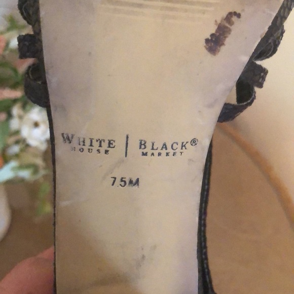 White House /black Market open toe patent leather reptile print Heels - Picture 7 of 8